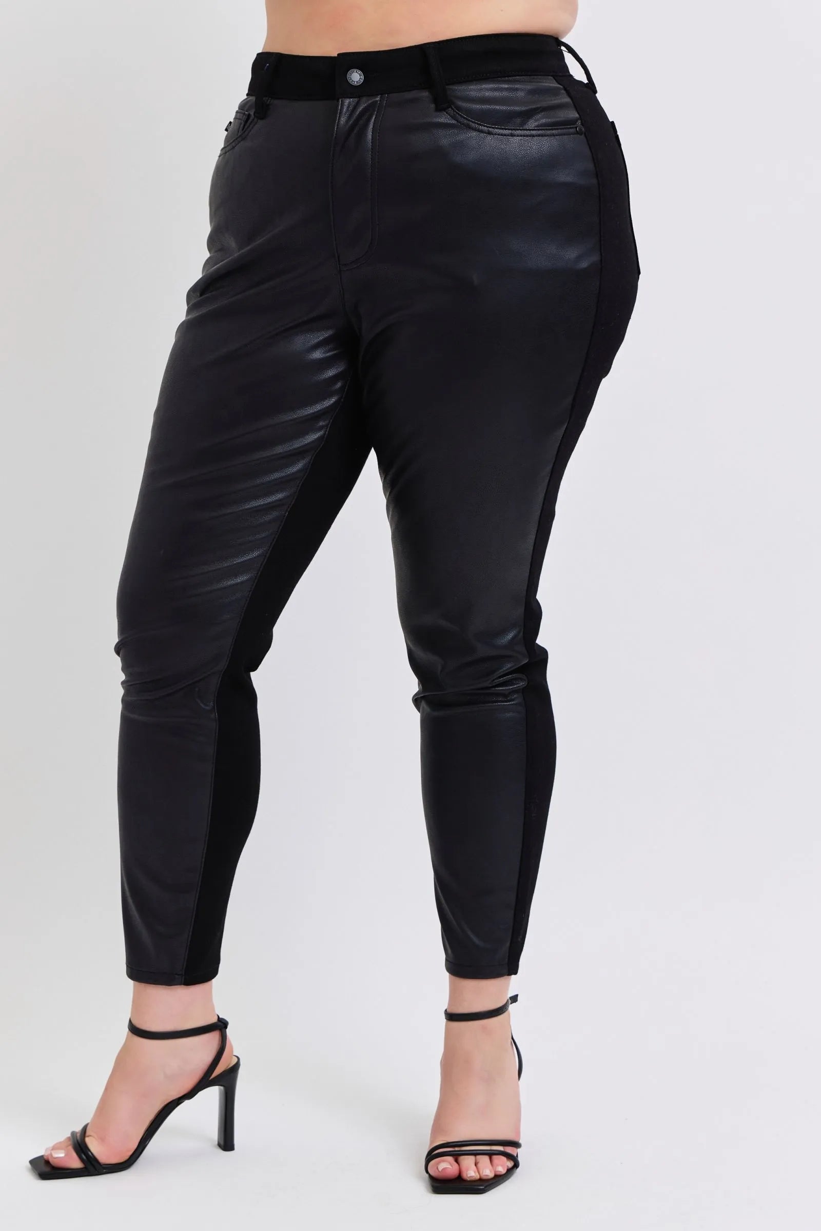 Judy Blue Plus Size High Rise Faux Leather Skinny Pants