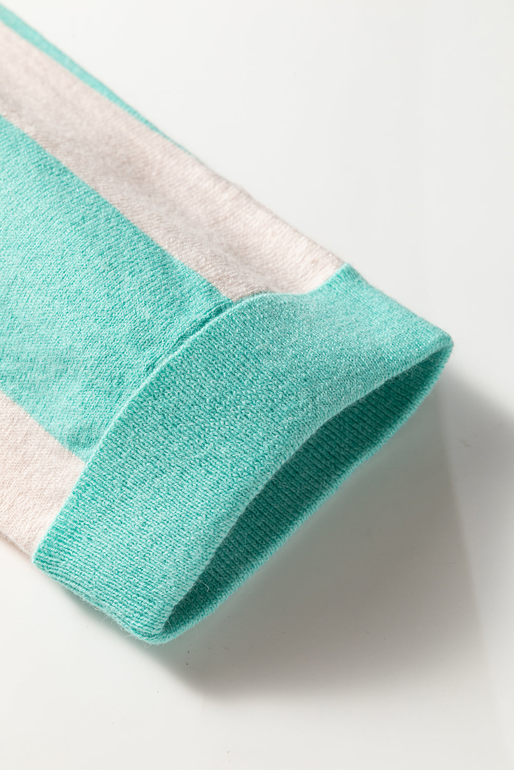 Premium Iceland Blue Colorblock Knit Open Front Short Cardigan