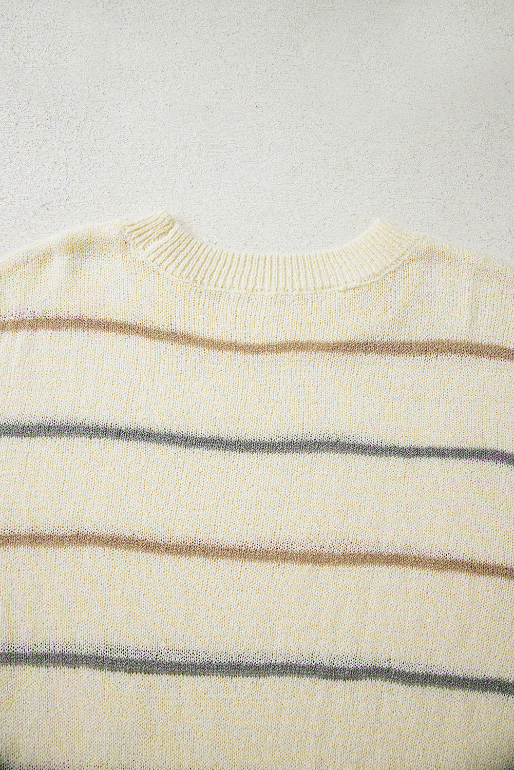 Premium Multicolour Striped Ribbed Edge Drop Shoulder Sweater