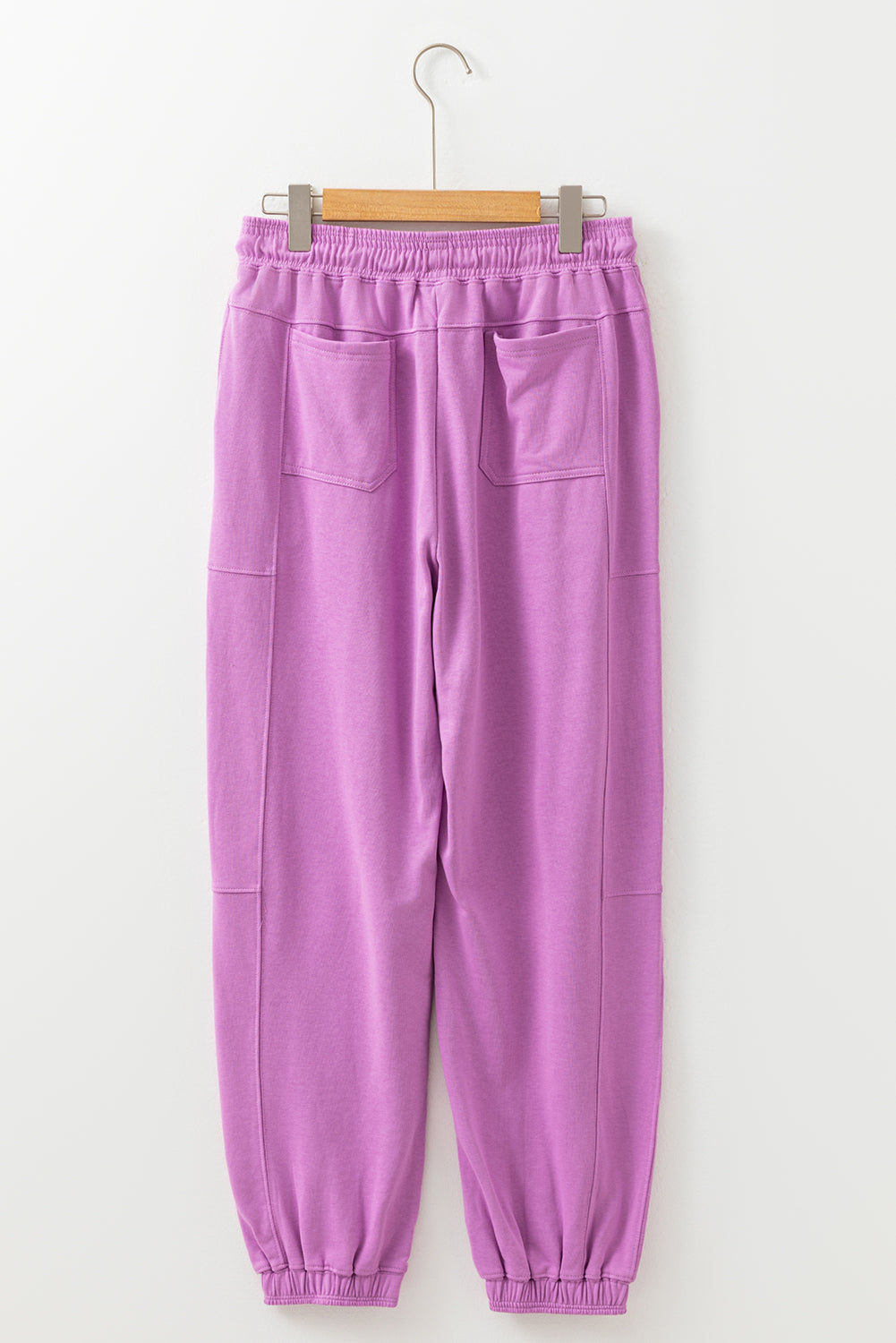 Lilac Drawstring Waist Patchwork Solid Color Jogger Pants
