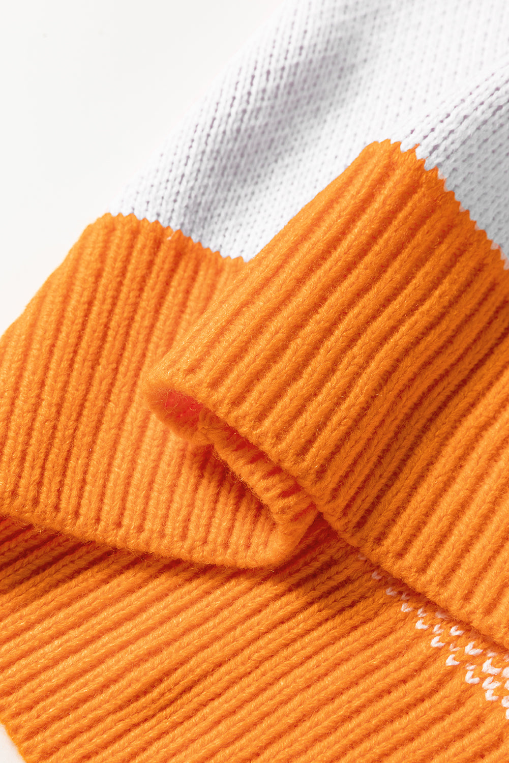 Grapefruit Orange Checkered Polo Collar Loose Sweater