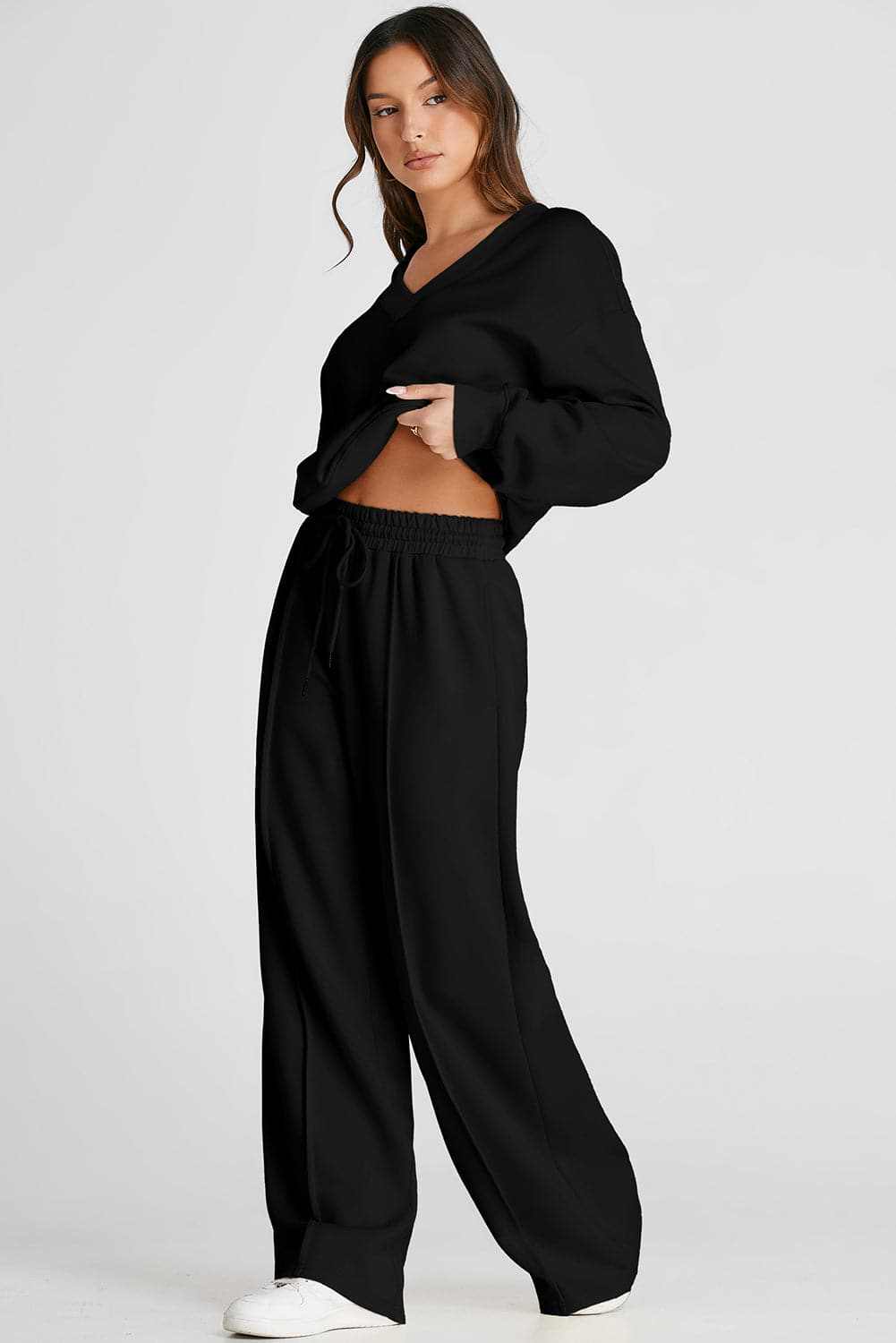 Chic v-neck long sleeve activewear set