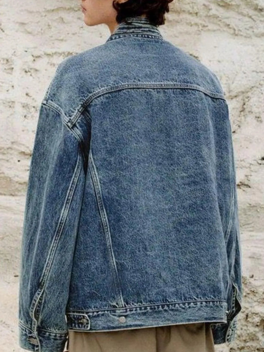 Men's Plus Size Washed Tied Long Sleeve Denim Jacket