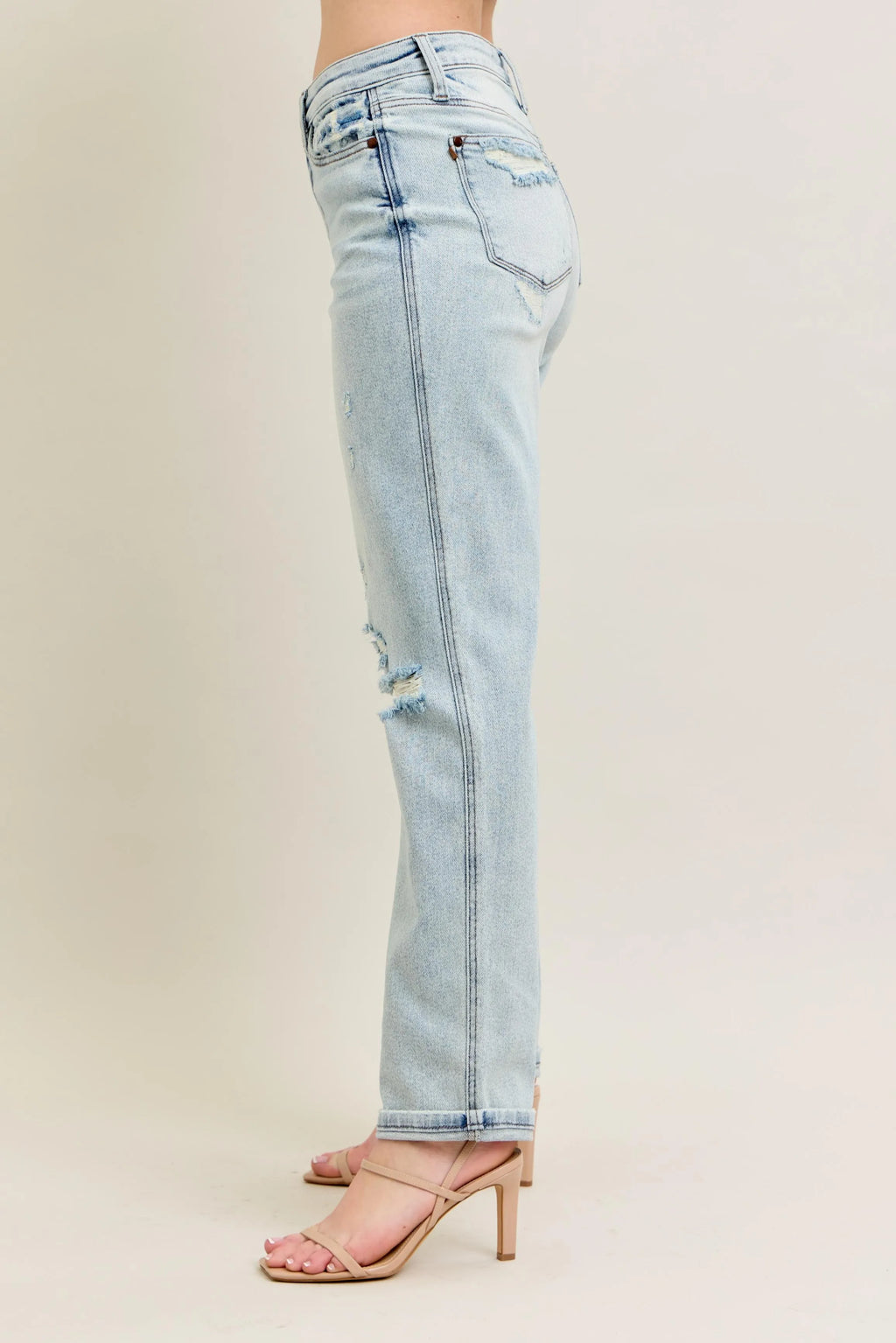 Judy Blue Plus Size Full Size Mr Repair Stitch Detail Destroyed Boyfriend Jeans