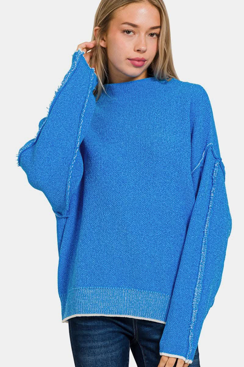 Zenana mock neck long sleeve sweater