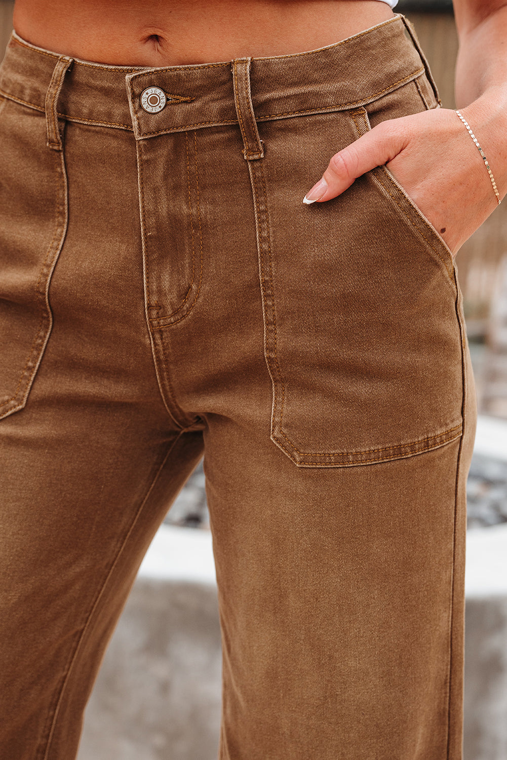 Breen Cropped High Rise Wide Leg Jeans Casual Everyday Wear