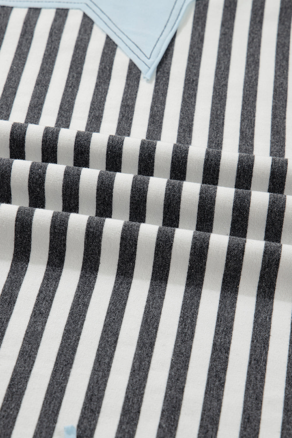 Gray Stripe Star Contrast Stitched Plus Size Long Sleeve Top