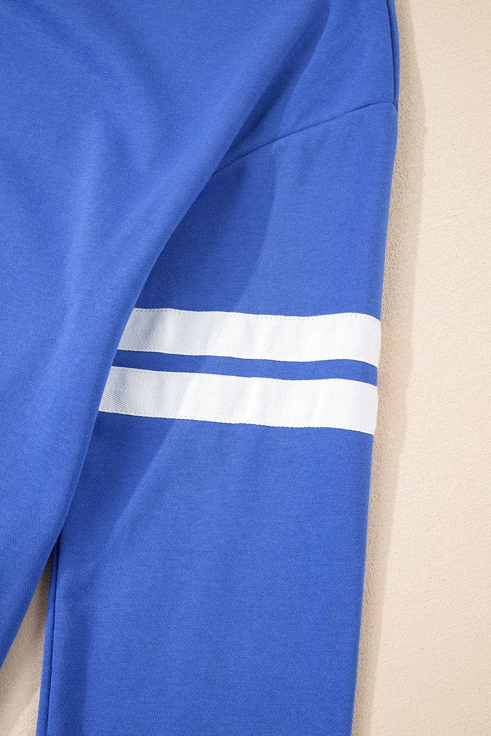 Sky Blue Varsity Sleeve Contrast Shift Sweatshirt Dress