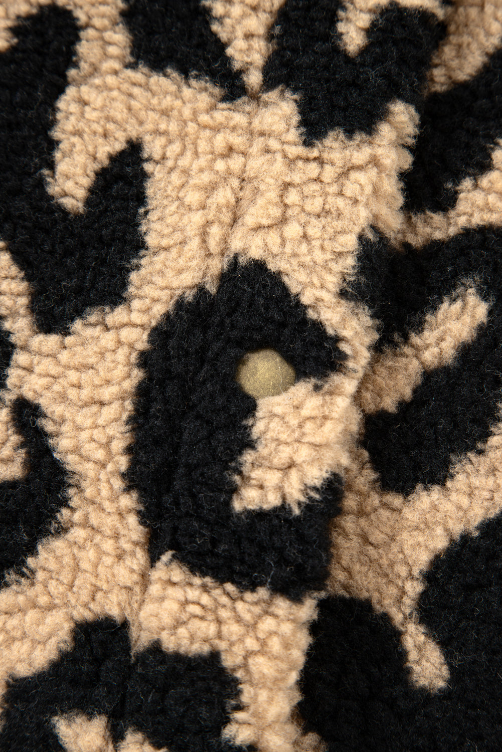 Premium Khaki Leopard Sherpa Button Front Plus Size Vest Jacket