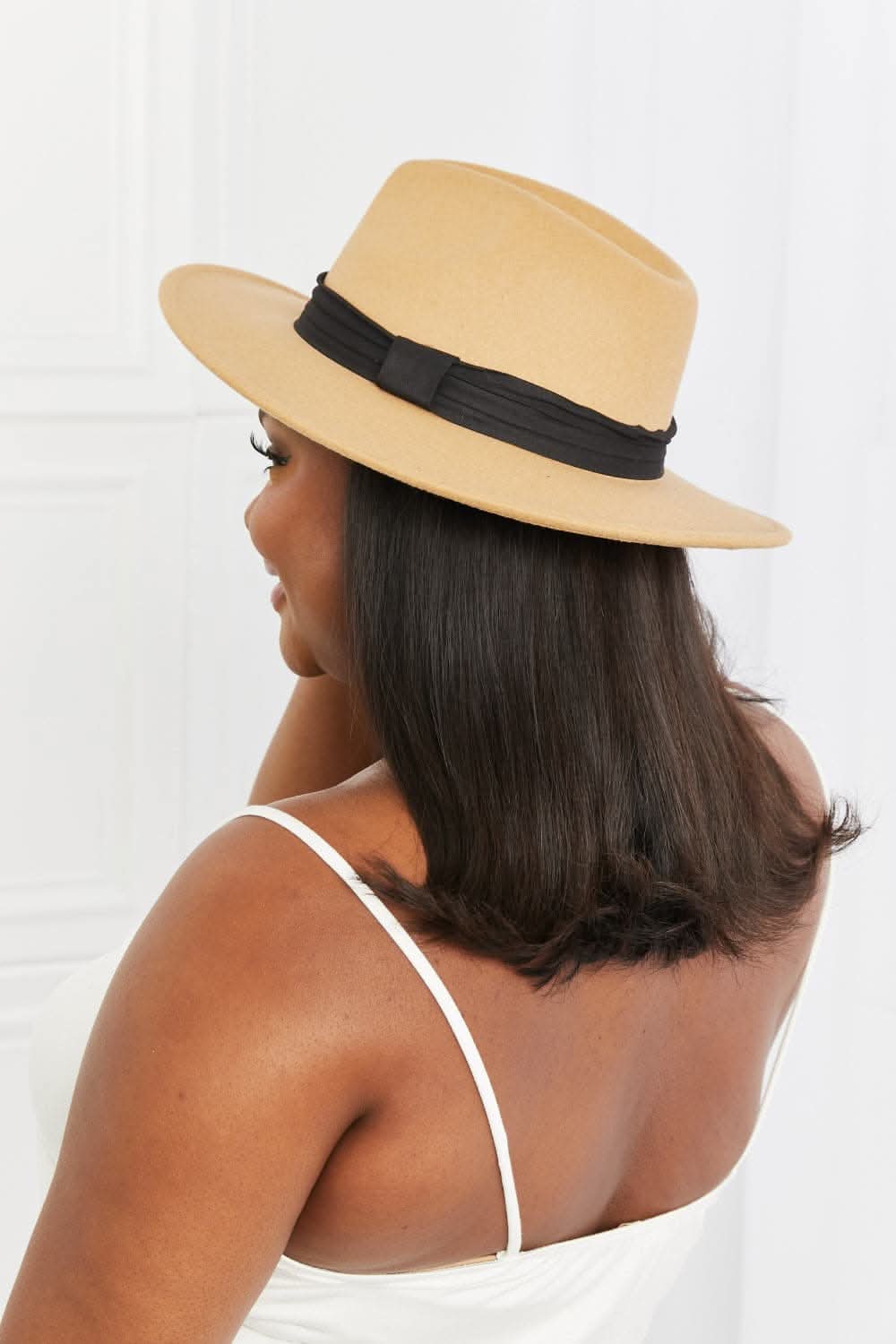 Fame fedora hat - dark tan, adjustable