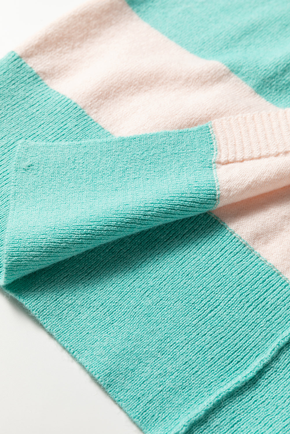 Premium Iceland Blue Colorblock Knit Open Front Short Cardigan