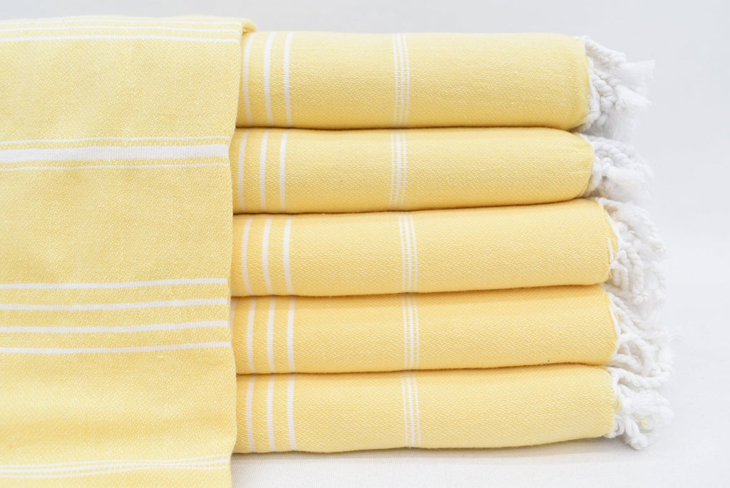 Basiclayersca Basiclayersca Monaco Yellow Turkish Towel 40 Inch by 70 Inch Hand Loomed 100 Percent Natural Cotton Quick Drying Lightweight Beach Bath Scarf Picnic Blanket - Premium Quality General | Fast Shipping & Returns - Premium Quality General > P...