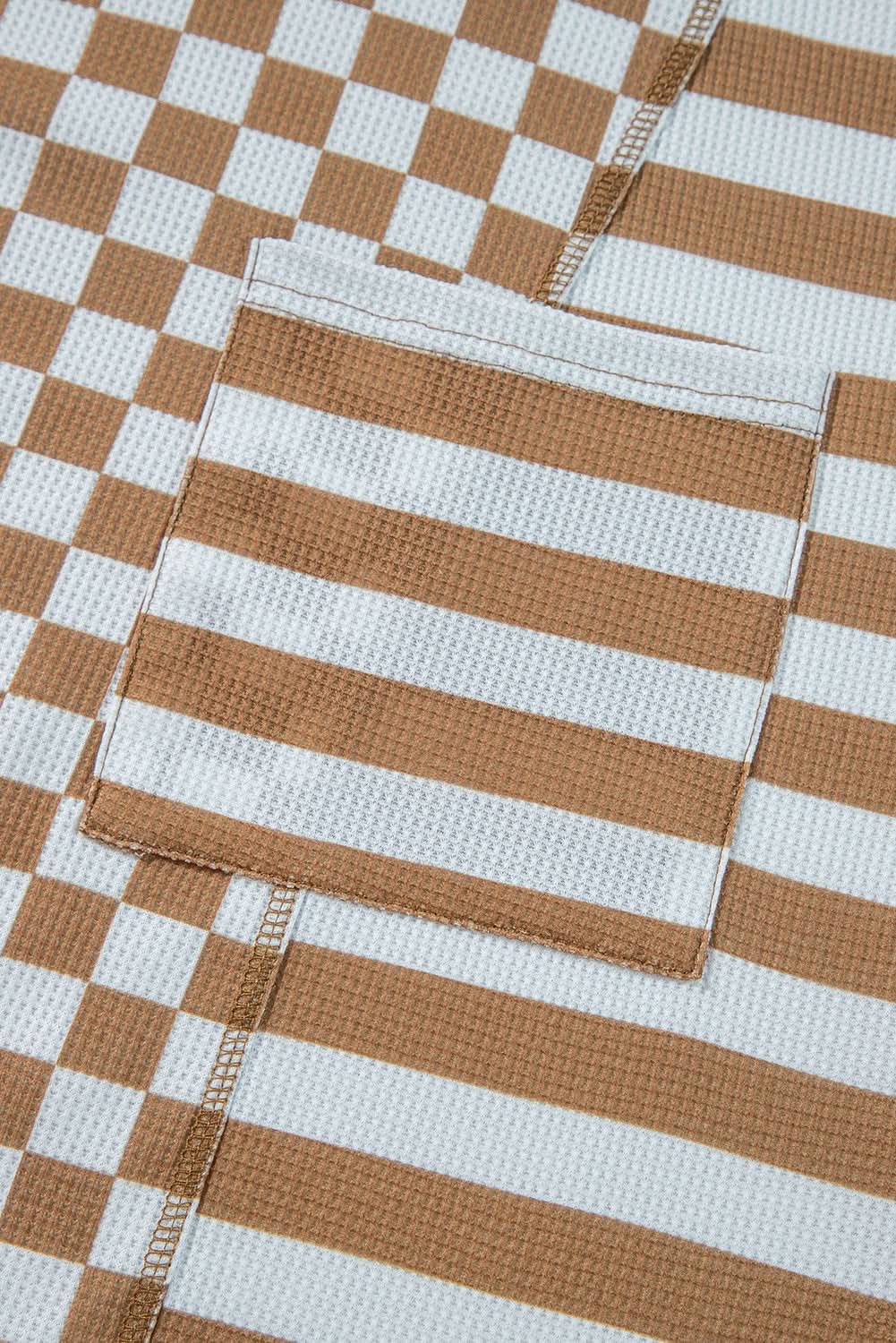 Chic plus size khaki mixed print top