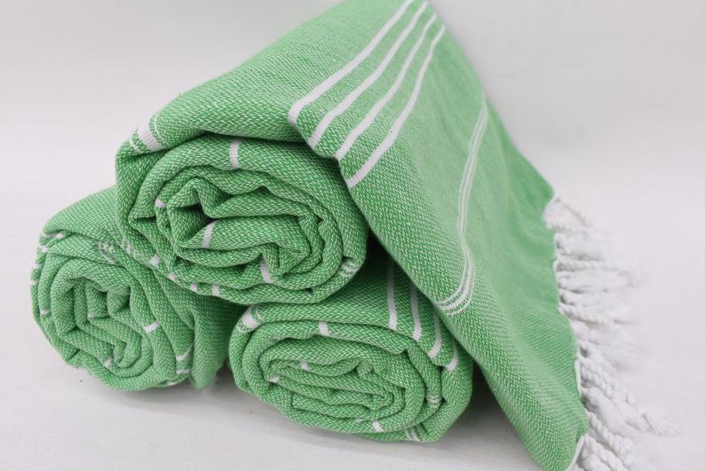 Basiclayersca Monaco Green Turkish Towel 100 Percent Natural