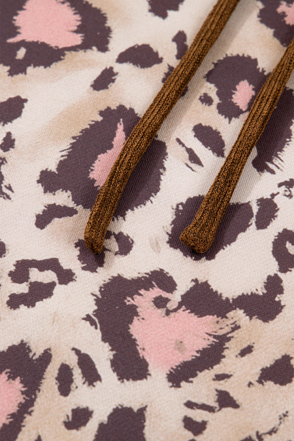 Brown Leopard Print Knit Patchwork Plus Size Hoodie