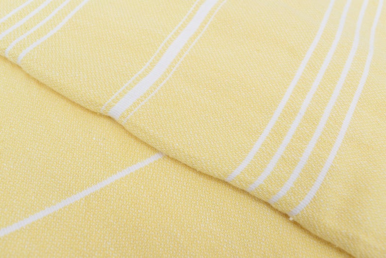 Basiclayersca Basiclayersca Monaco Yellow Turkish Towel 40 Inch by 70 Inch Hand Loomed 100 Percent Natural Cotton Quick Drying Lightweight Beach Bath Scarf Picnic Blanket - Premium Quality General | Fast Shipping & Returns - Premium Quality General > P...