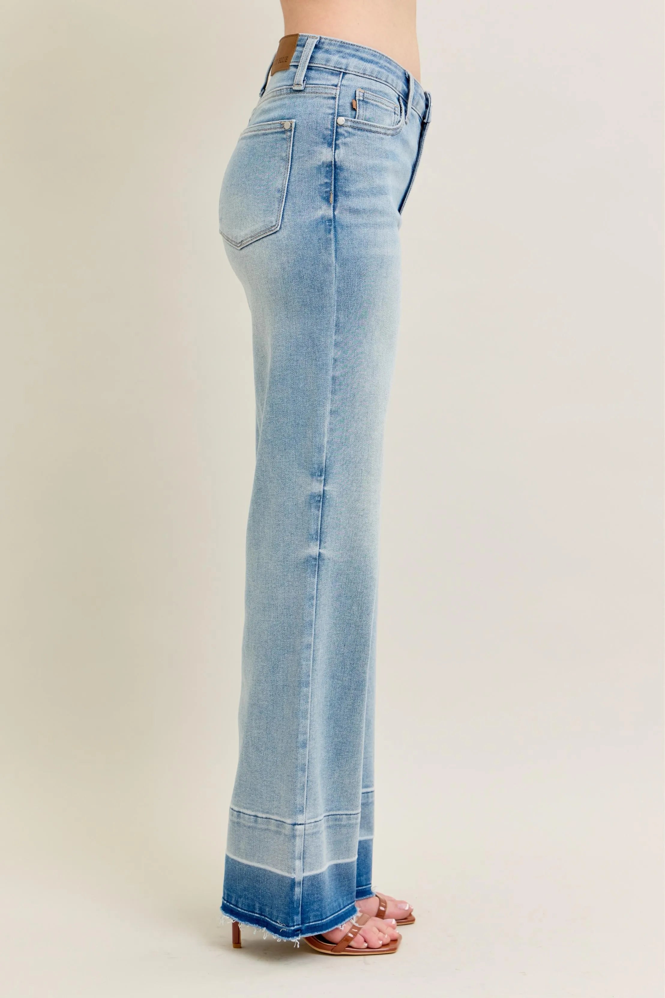 Judy Blue Plus Size Full Size Wide Leg Jeans with Released Hem