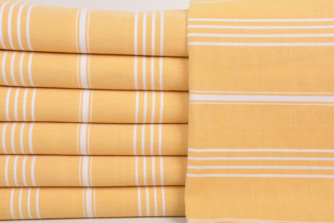 Basiclayersca Basiclayersca Mustard Monaco Turkish Towel 40 Inch by 70 Inch Eco Friendly Quick Drying Absorbent Beach Bath Scarf Blanket - Premium Quality General | Fast Shipping & Returns - Premium Quality General > Premium Collection > Premium Collec...