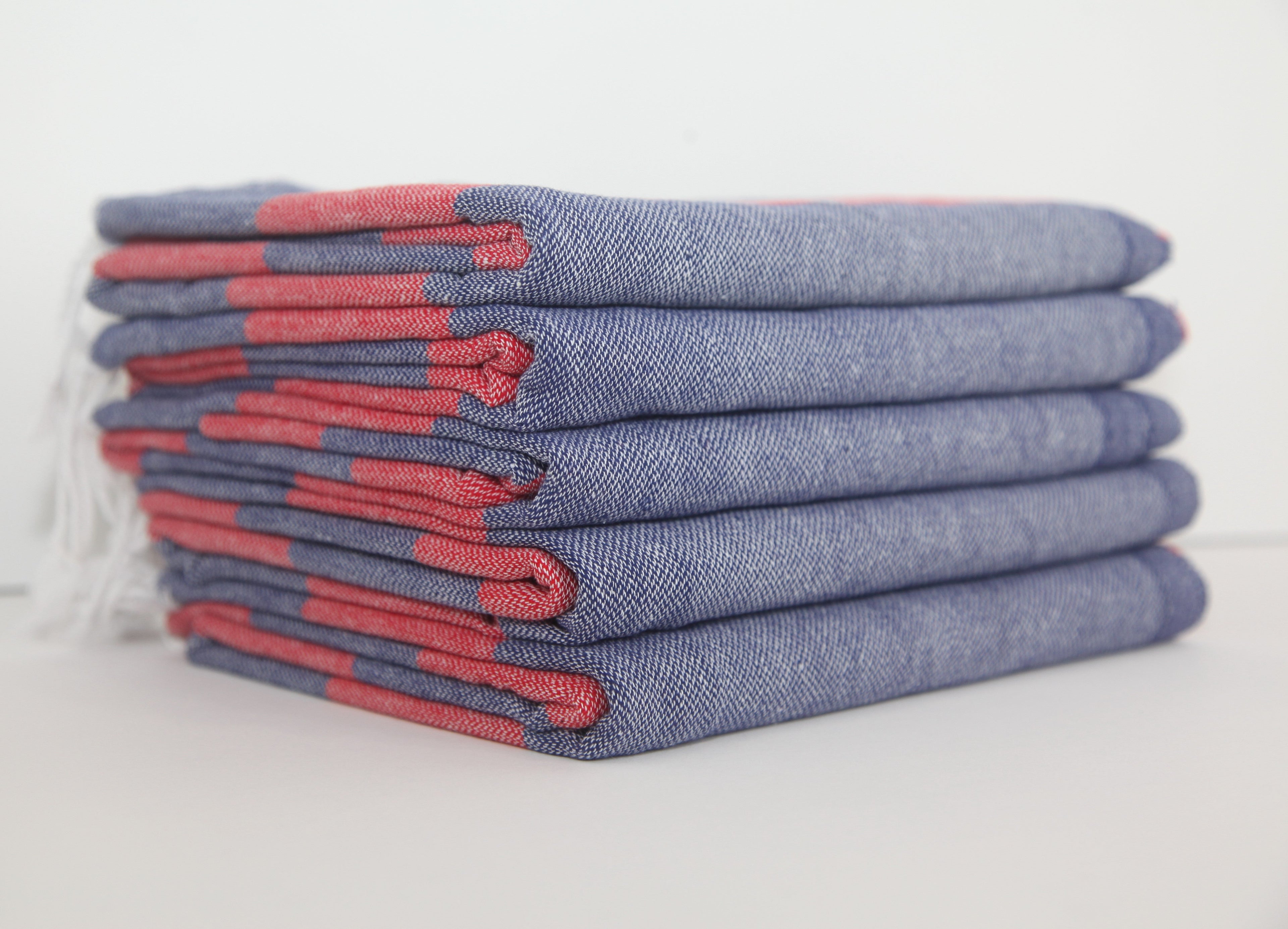 Basiclayersca Basiclayersca Monaco Red Navy Stripe Turkish Towel 100 Percent Natural Cotton 40 Inch by 70 Inch - Premium Quality Home & Kitchen | Fast Shipping & Returns - Premium Quality Home & Kitchen > Premium Collection | Fast Shipping & Returns