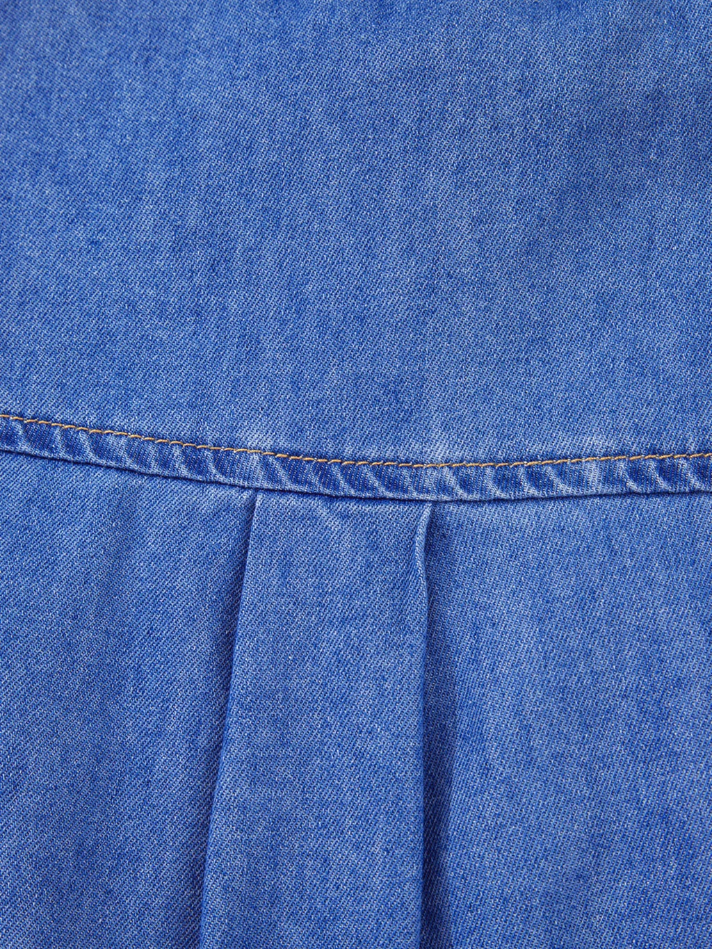 Mineral Wash Cap Sleeve Frilled Button Up Denim Shirt