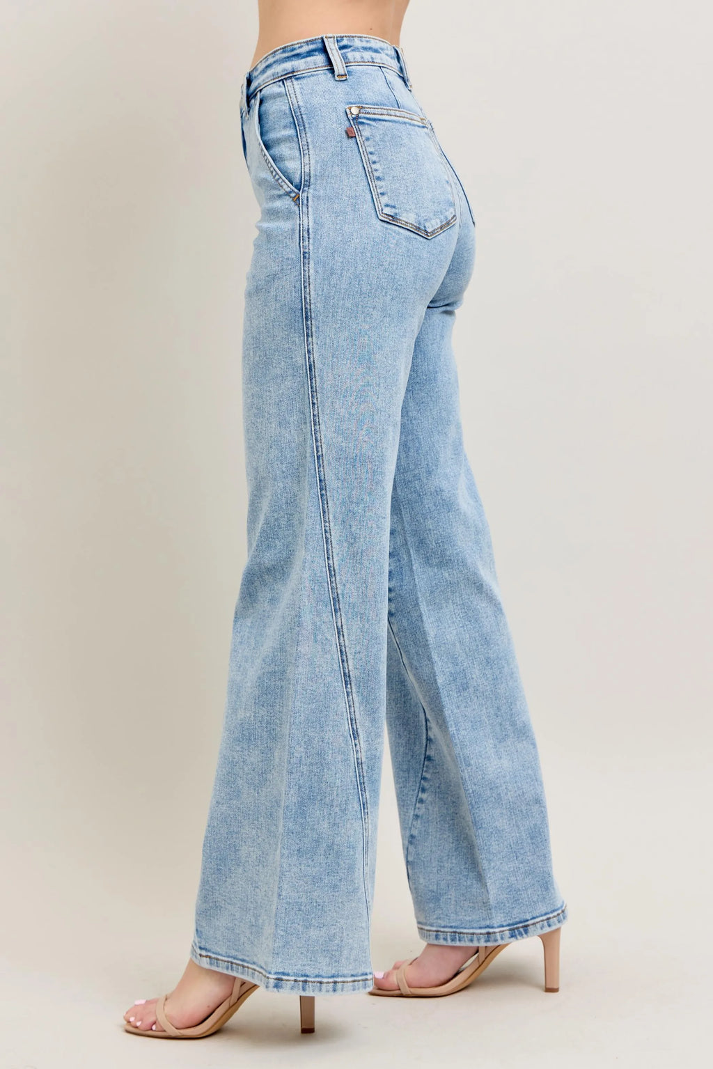 Judy Blue Plus Size High Waist Wide Leg Jeans with Skewed Inseam