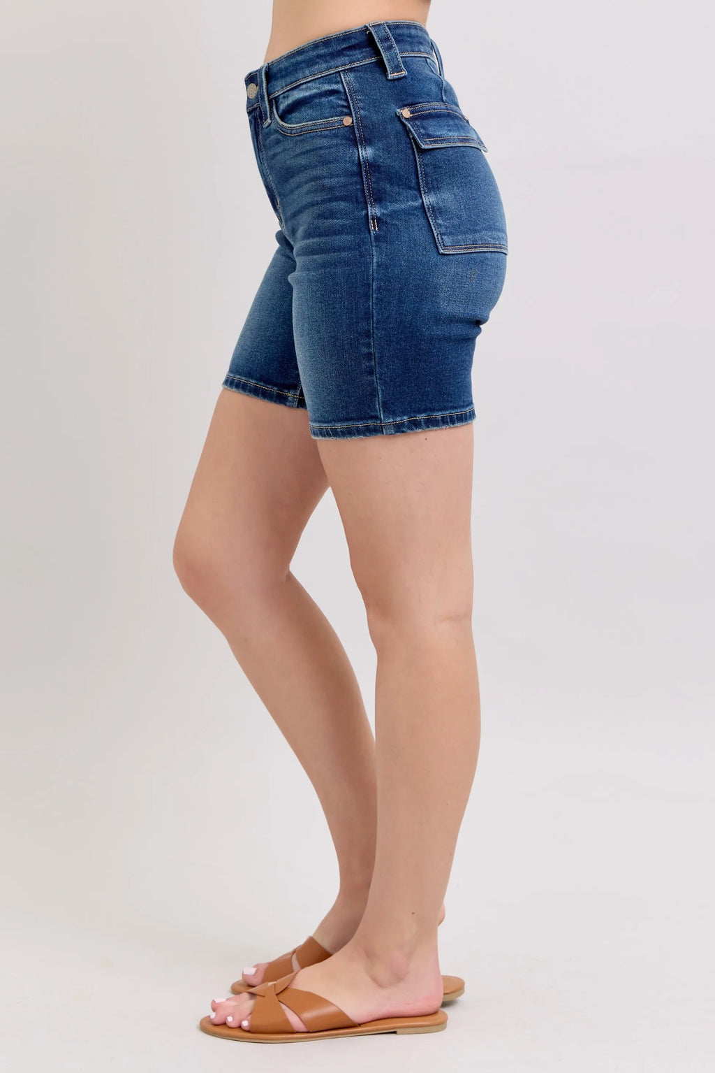Judy Blue High Waist Bermuda Shorts Back Pockets Plus Size