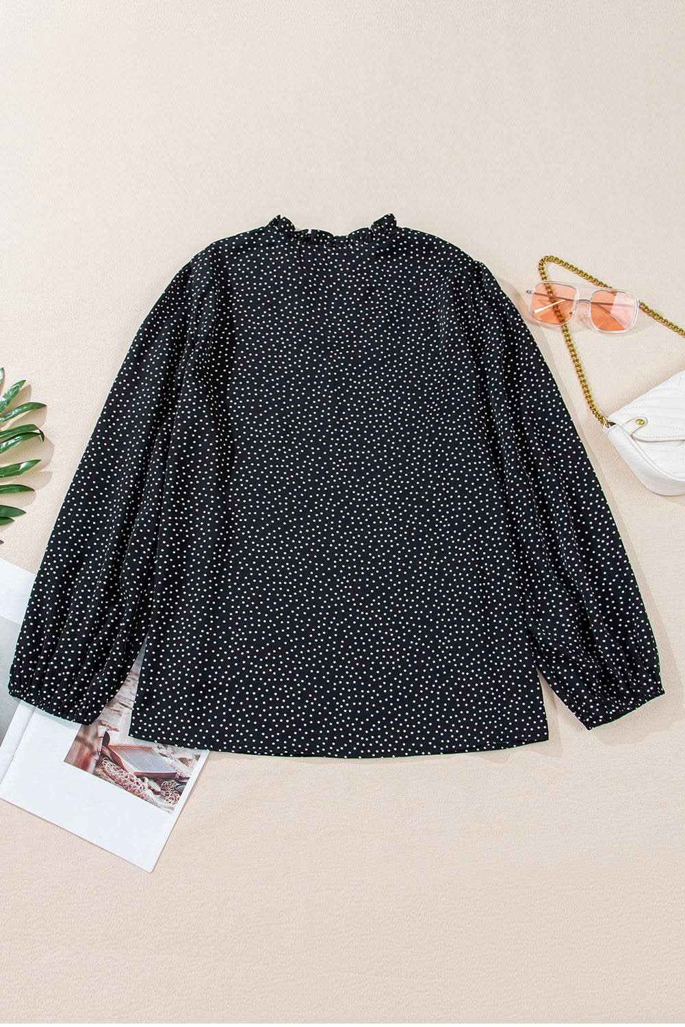 Black leopard print blouse - plus size