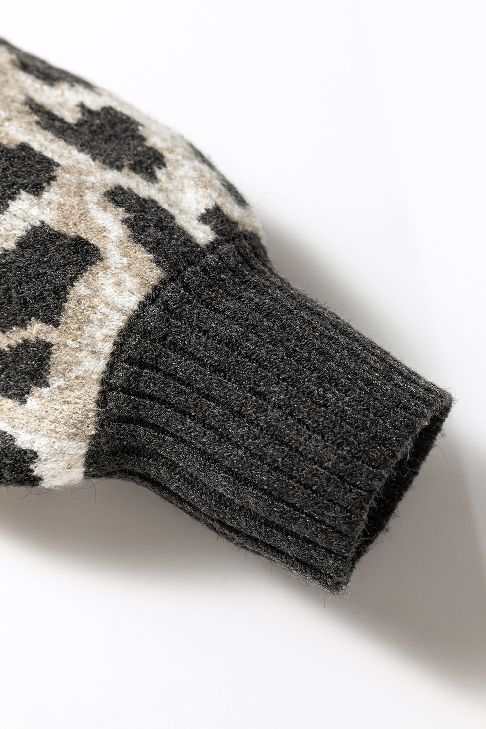 Carbon Grey Leopard Drop Shoulder Baggy Knit Sweater