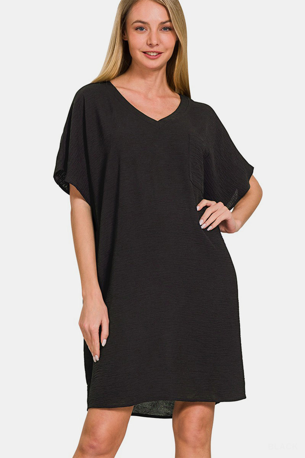 Zenana V-Neck Tee Dress with Pockets for Effortless Style
