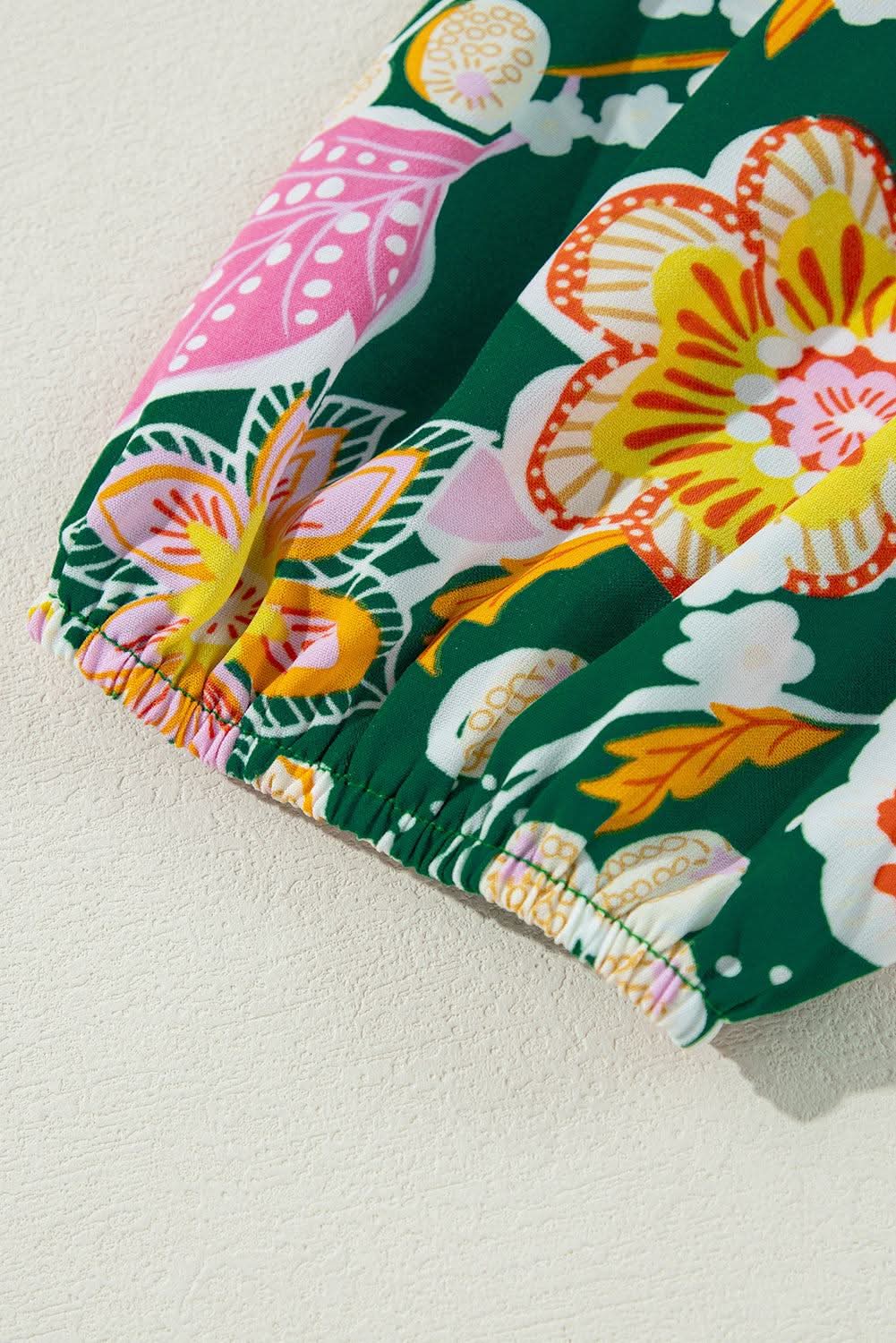 Green floral plus size babydoll top