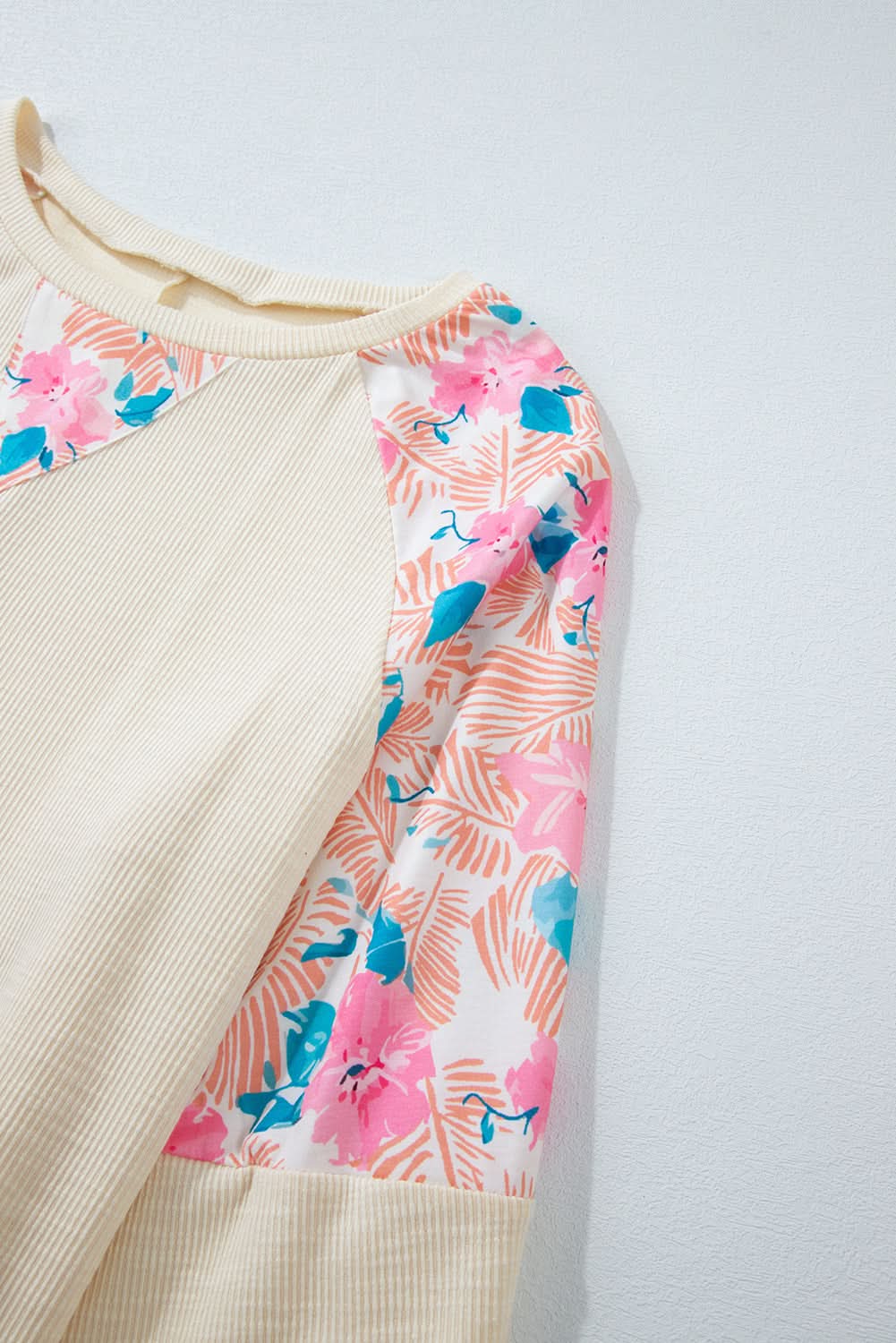 Plus-size apricot floral top