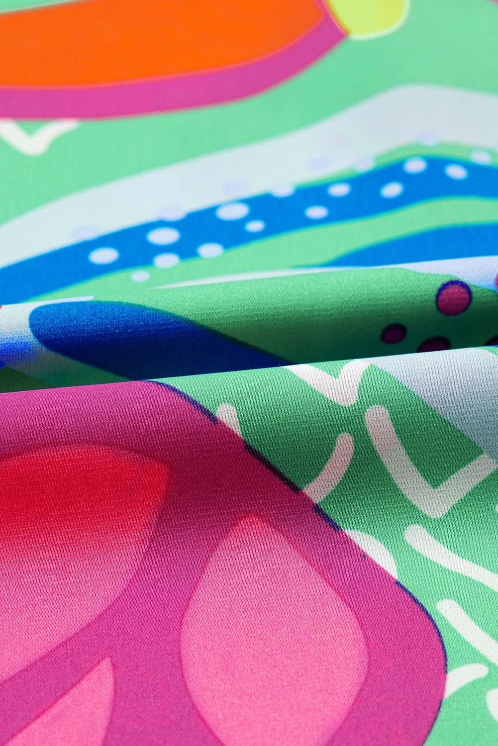 Green abstract plus size blouse