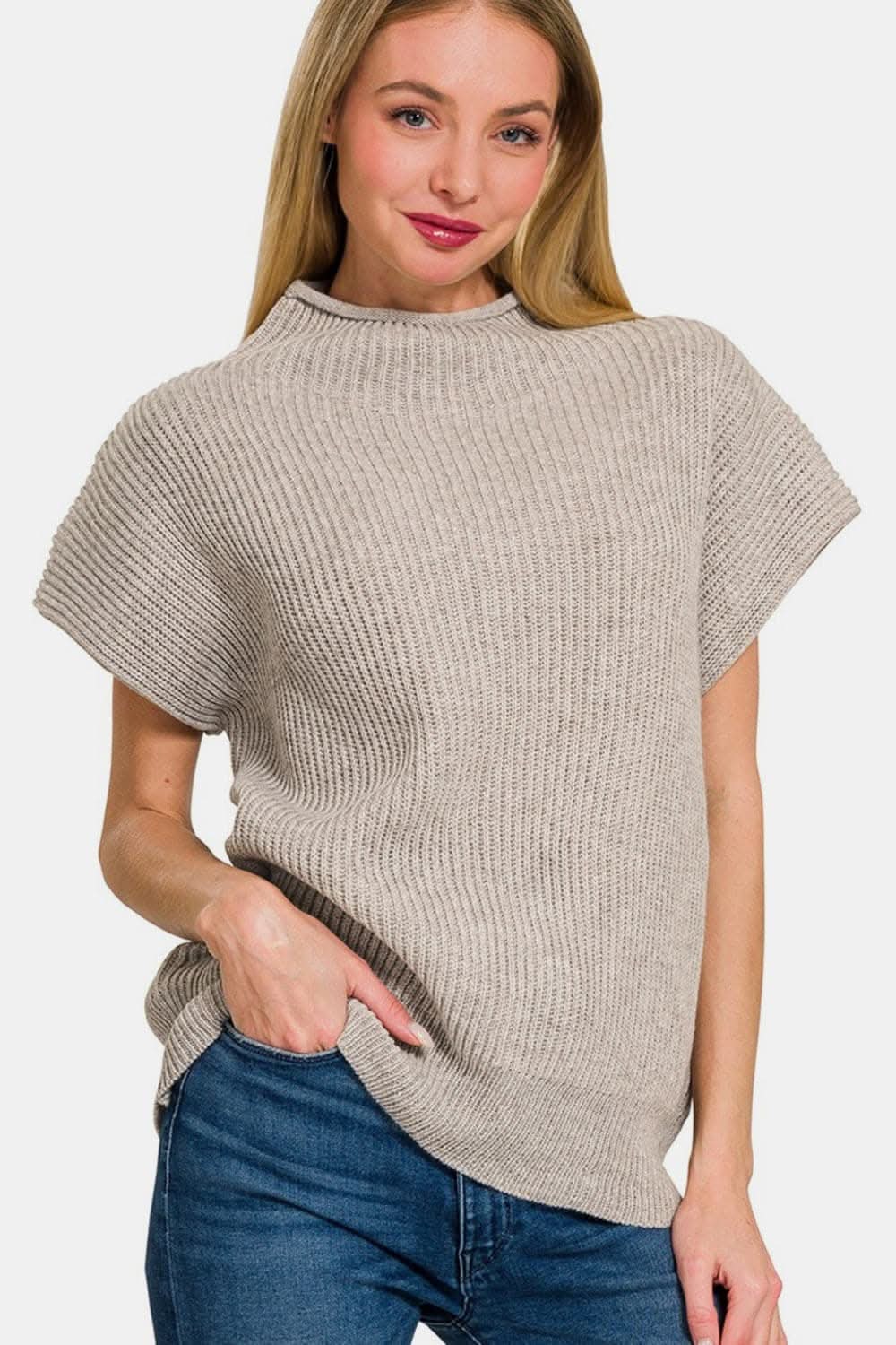 Zenana chic mock neck sweater