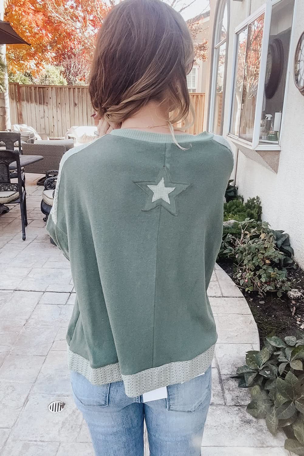 Mist green starry patchwork tee