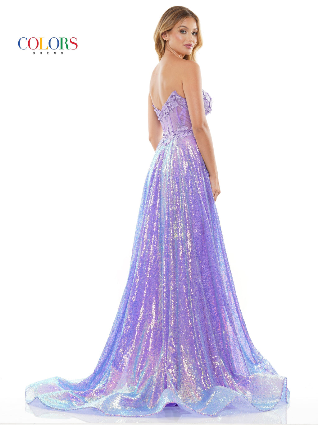 Colors 3224 Long Strapless Formal A Line Prom Dress