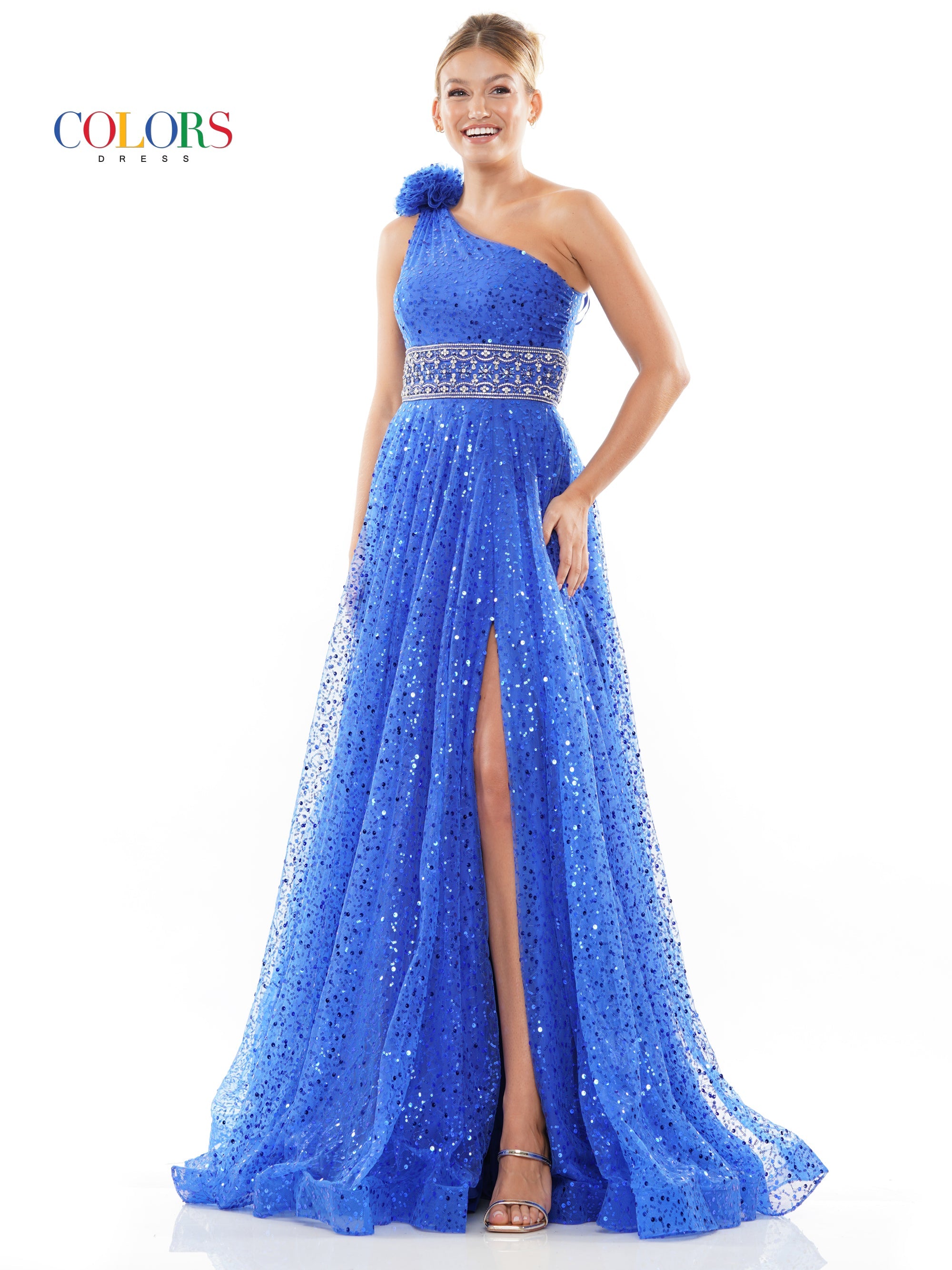 Colors 3231 Formal Long One Shoulder Prom Dress