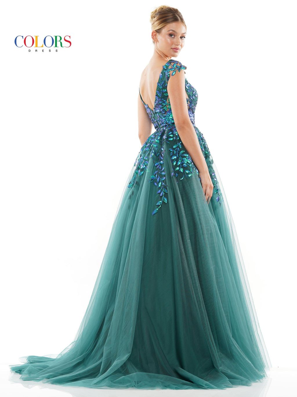 Colors 3239 Long Cap Sleeve Prom Ball Gown