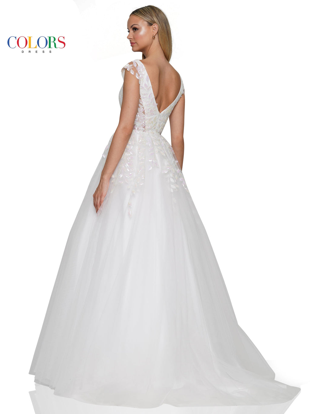 Colors 3239 Long Cap Sleeve Prom Ball Gown