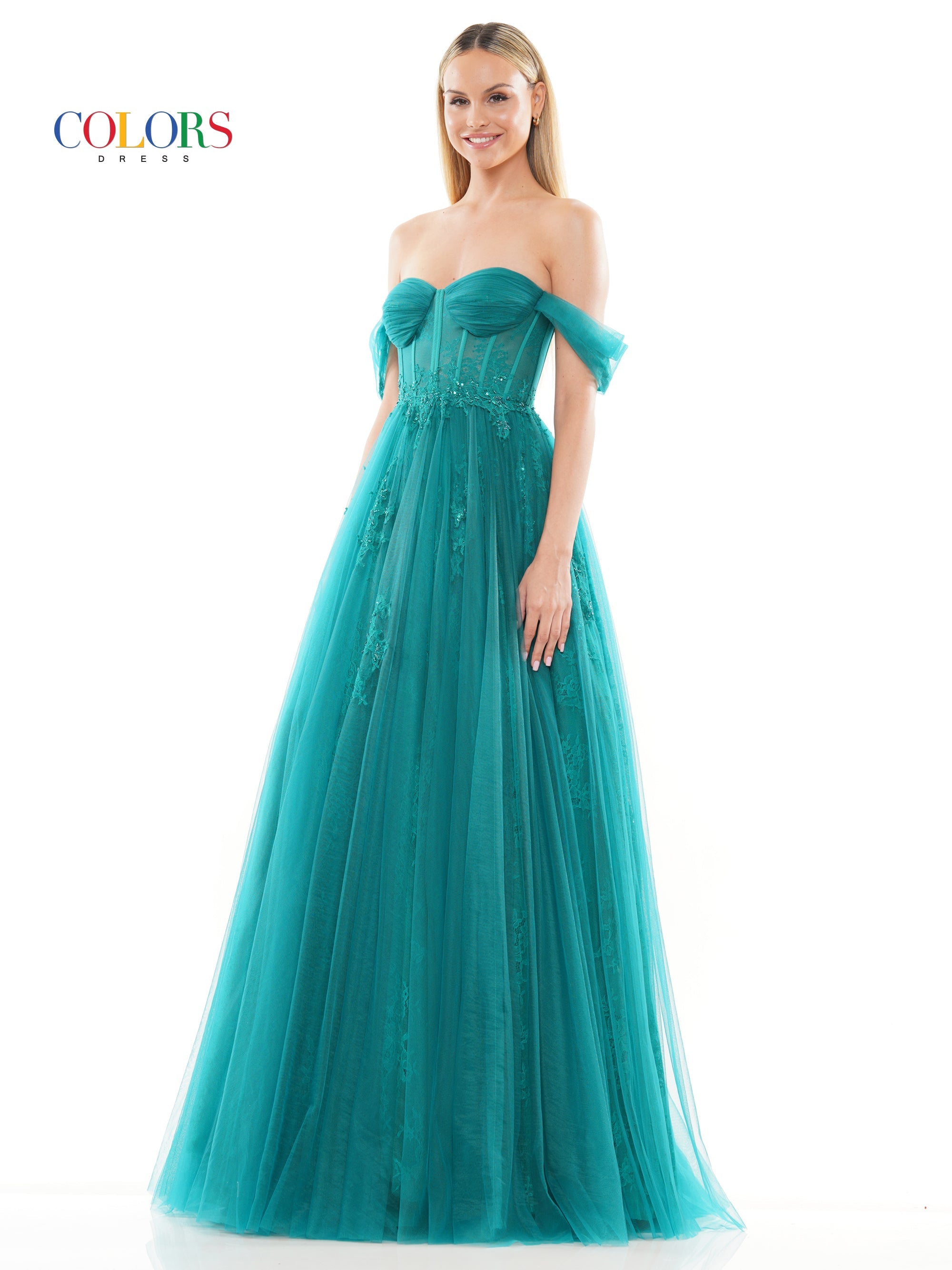 Colors 3240 Long Formal Off Shoulder Prom Ball Gown