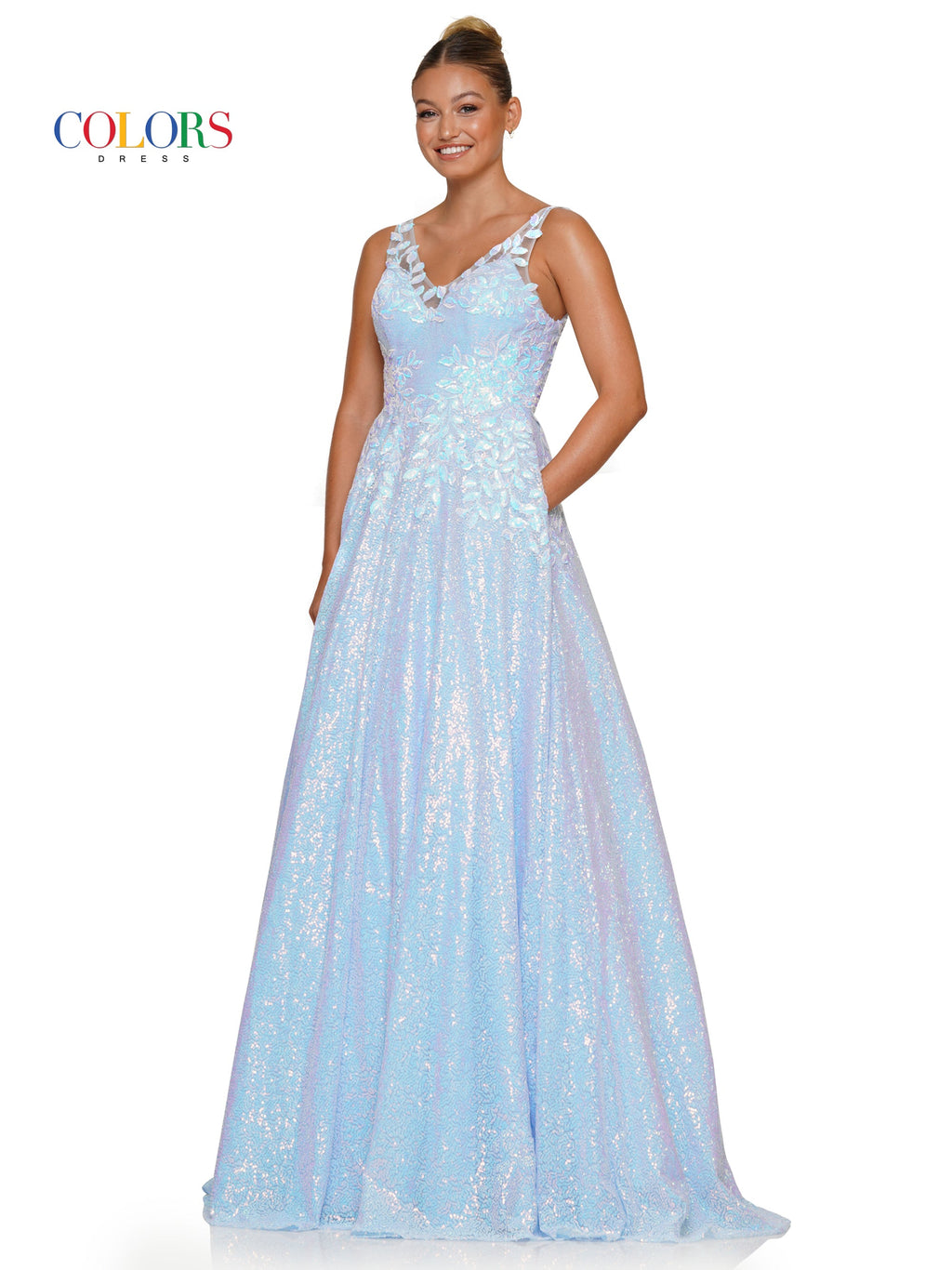 Colors 3246 Long Sleeveless Sequin Prom Ball Gown