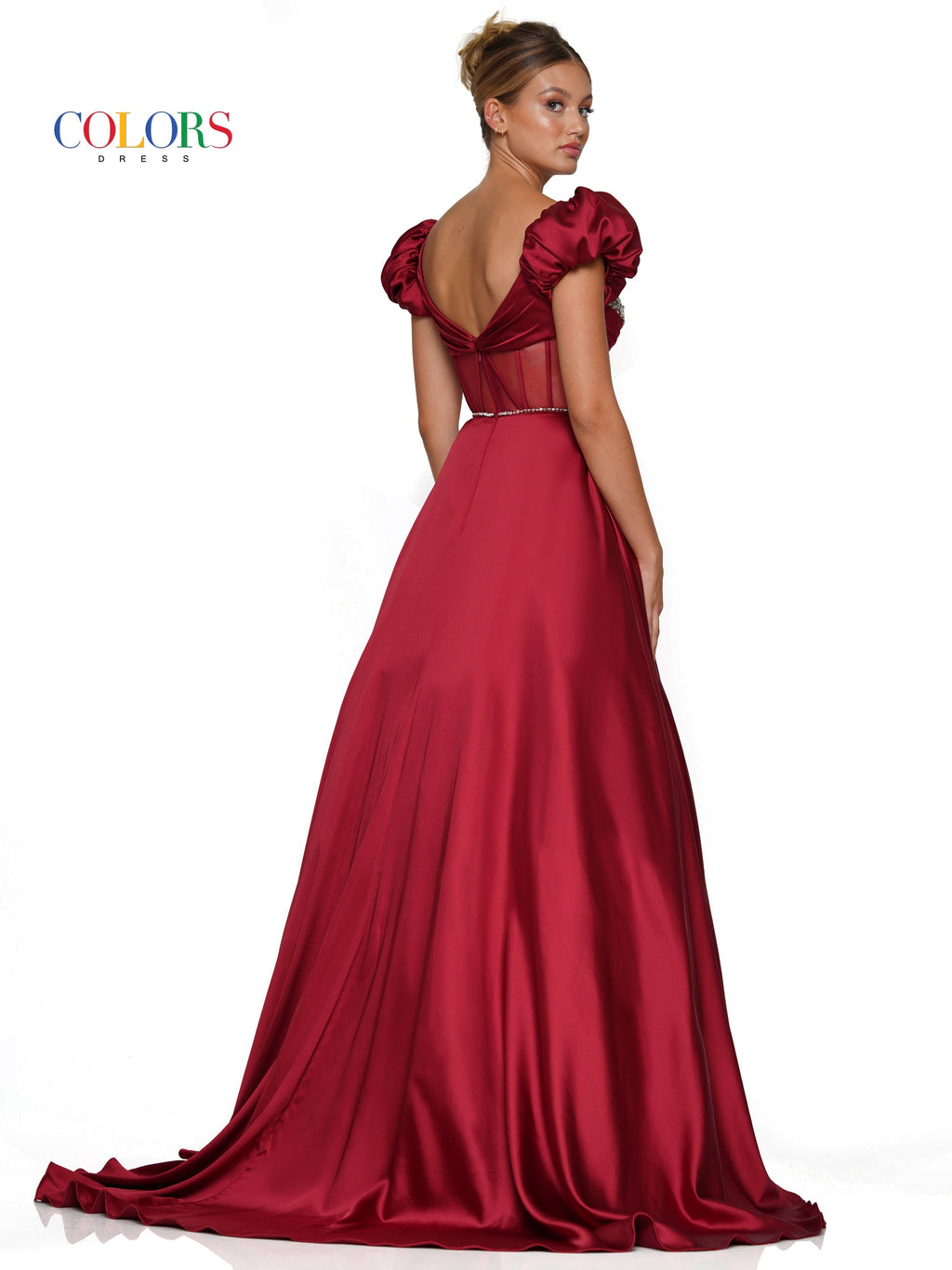 Colors 3249 Long Formal Satin Pocket Prom Ball Gown