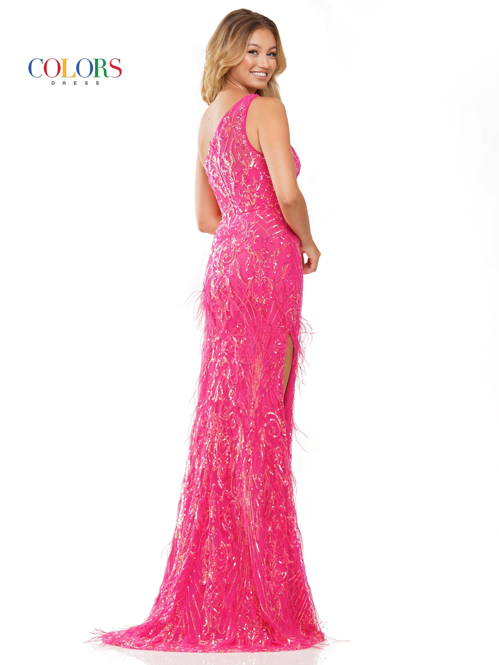 Colors 3261 Long Fitted One Shoulder Prom Dress