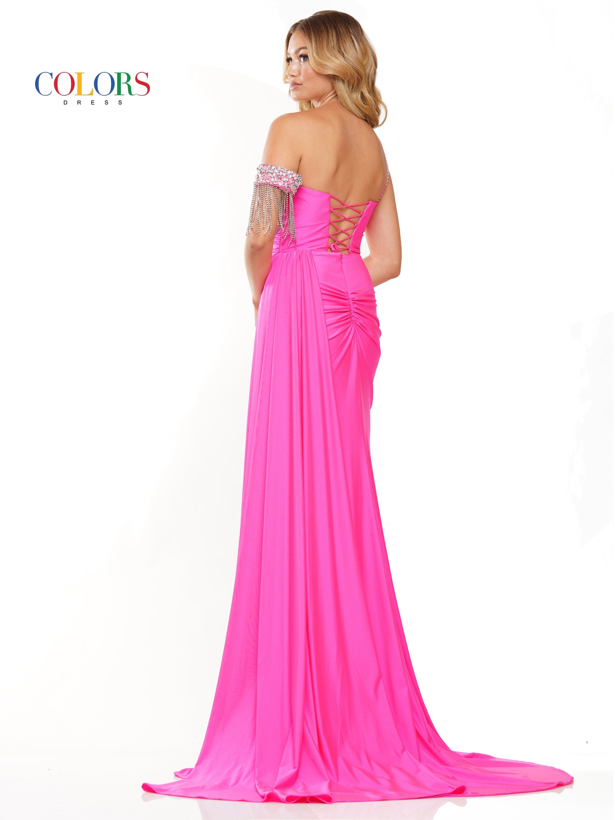 Colors 3275 Long Fitted Formal Satin Prom Dress