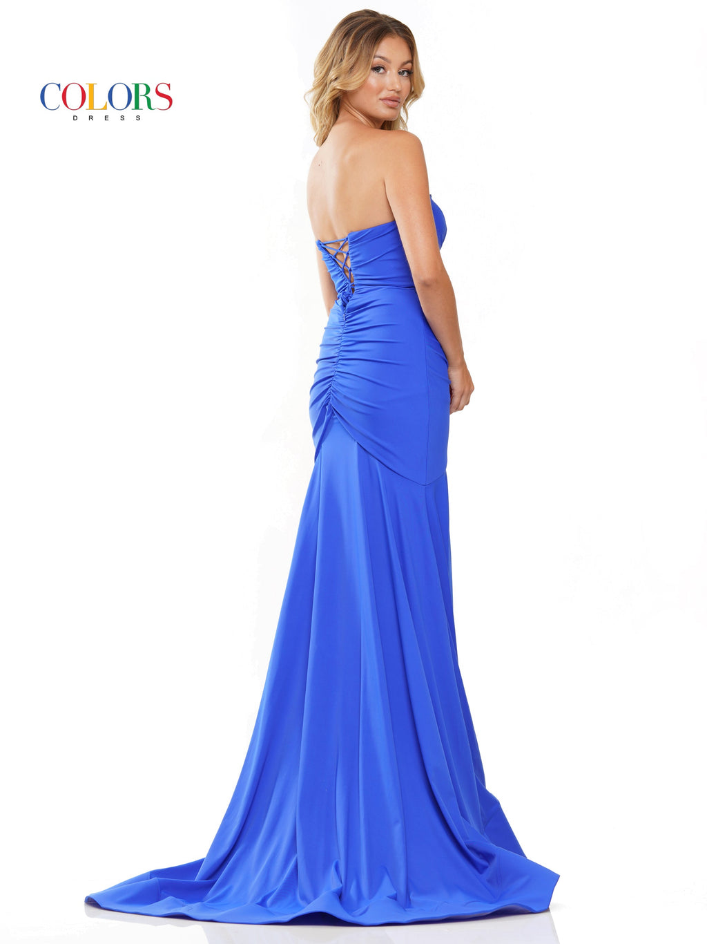 Colors 3276 Long Strapless Formal Fitted Prom Dress