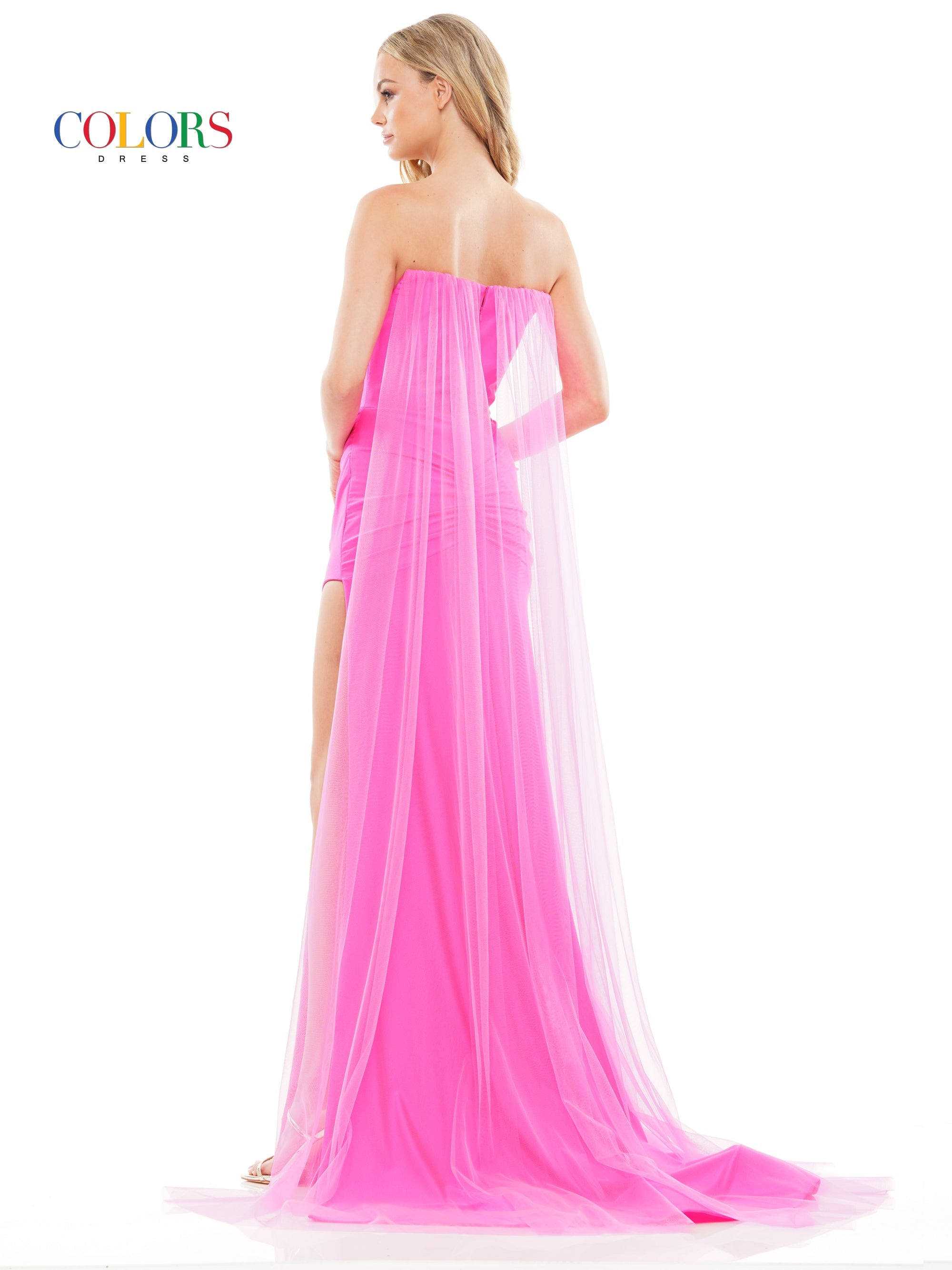Colors 3279 Long Formal Fitted Satin Prom Dress