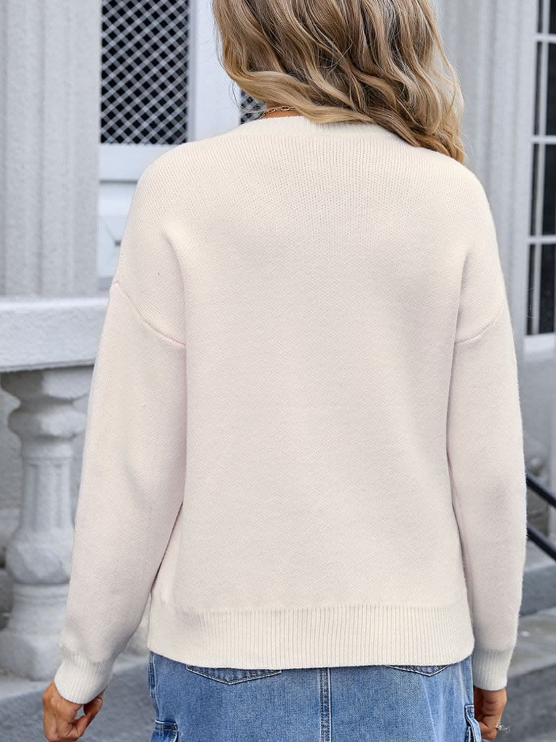 Chic bow detail long sleeve sweater