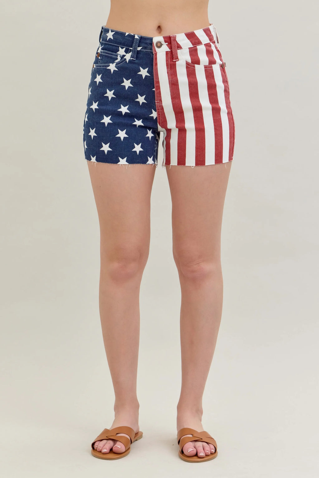 Judy Blue American Flag High Waist Fray Shorts Plus Size