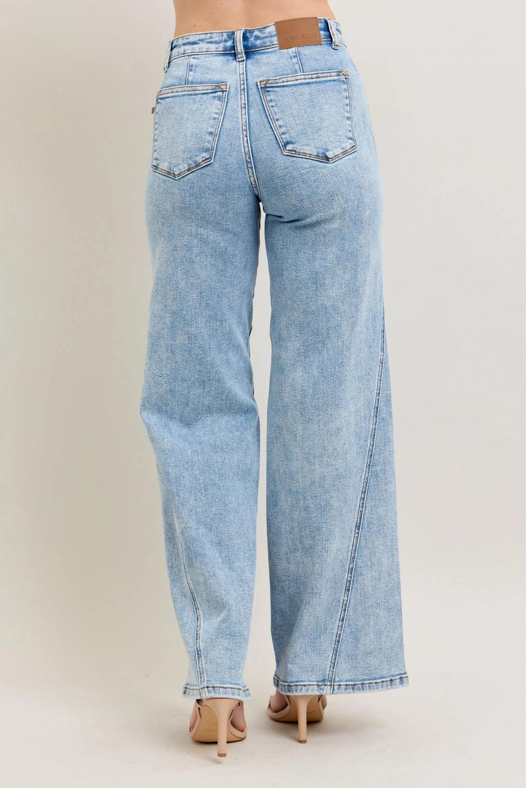 Judy Blue Plus Size High Waist Wide Leg Jeans with Skewed Inseam