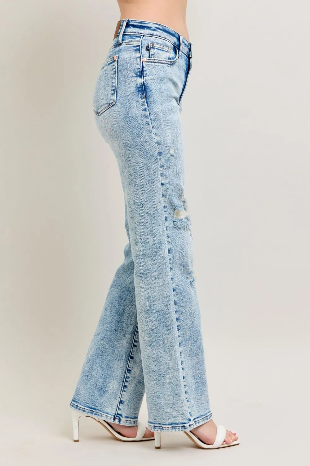 Judy Blue Mineral Wash Destroyed 90s Straight Jeans