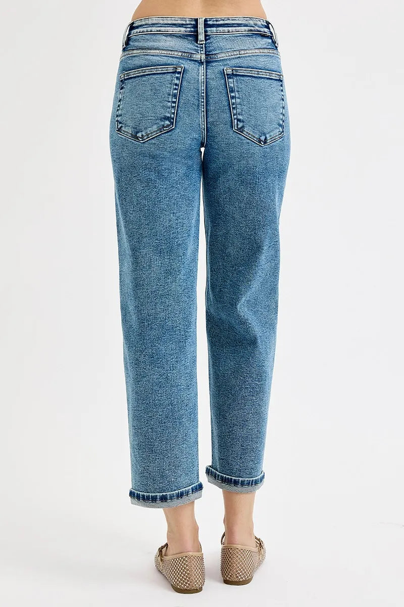 RISEN Full Size High Rise Crop Boyfriend Jeans Plus Size